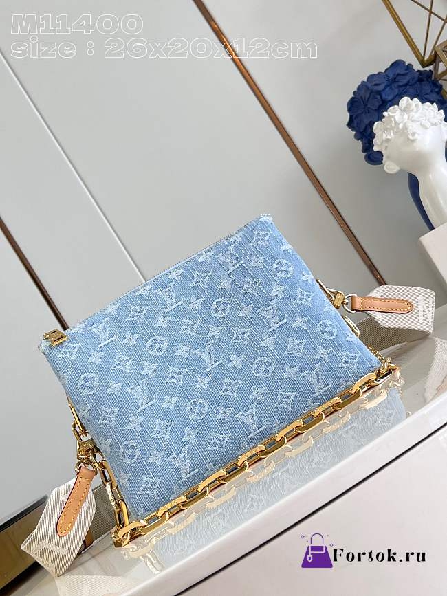 Fortok Louis Vuitton Coussin Bag Sky Blue Denim M11400 26x20x12cm - 1