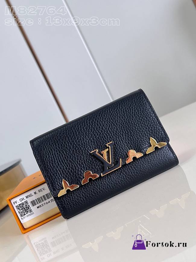 Fortok Louis Vuitton Capucines Wallet Black M82764 13.5x9.5x3cm - 1