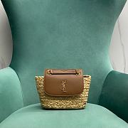 Fortok Saint Laurent Mini Manon In Raffia And Aged Vegetable-Tanned Leather 774269 23x6x12cm - 1