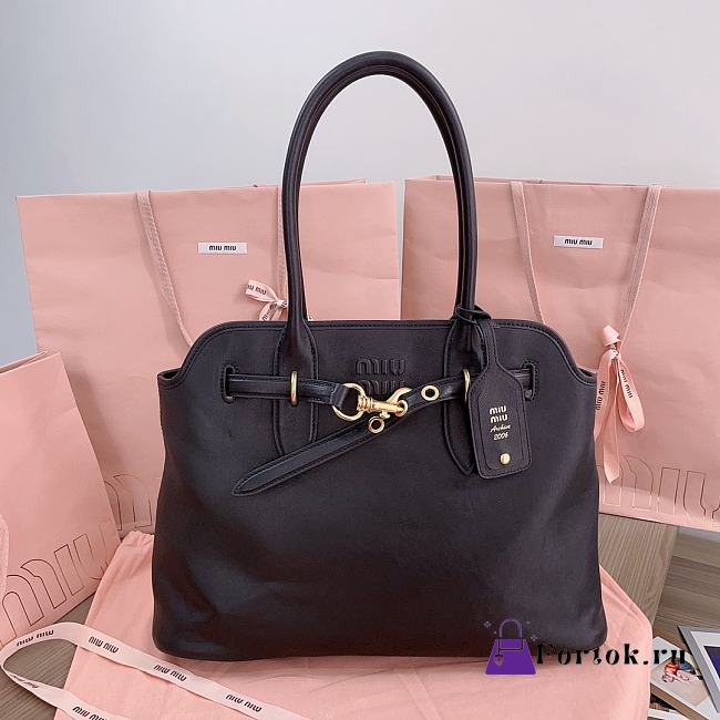 Fortok MiuMiu Black Nappa Leather Handbag 5BG291 31x40x13cm - 1