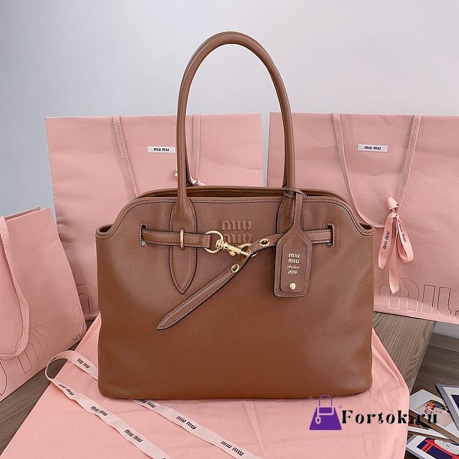 Fortok MiuMiu Brown Nappa Leather Handbag 5BG291 31x40x13cm - 1