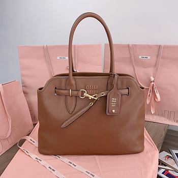 Fortok MiuMiu Brown Nappa Leather Handbag 5BG291 31x40x13cm