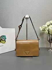 Fortok Prada Patent Leather Messenger Bag Tan 1BD082 23x15x8.5cm - 1