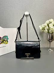 Fortok Prada Patent Leather Messenger Bag Black 1BD082 23x15x8.5cm - 1