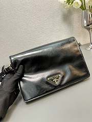 Fortok Prada Patent Leather Messenger Bag Black 1BD082 23x15x8.5cm - 5