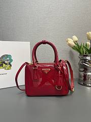 Fortok Prada Galleria Patent Leather Mini Handbag Red 1BA906 20x15x9.5cm - 1