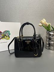 Fortok Prada Galleria Patent Leather Mini Handbag Black 1BA906 20x15x9.5cm - 1