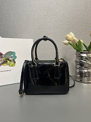 Fortok Prada Galleria Patent Leather Mini Handbag Black 1BA906 20x15x9.5cm - 6