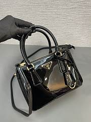 Fortok Prada Galleria Patent Leather Mini Handbag Black 1BA906 20x15x9.5cm - 4