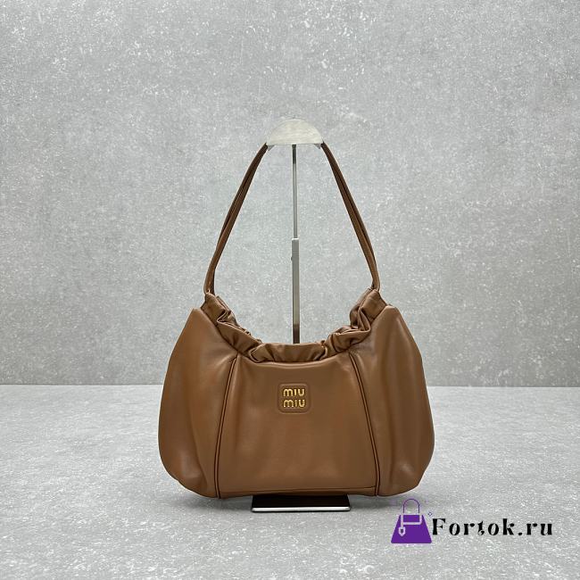Fortok MiuMiu Cloud Underarm Bag Brown 5614 38x19x7cm - 1