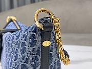 Fortok Dior Diorstar Hobo Bag with Chain Blue Denim Oblique 28.5x14.5x10cm - 3