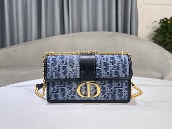 Fortok Dior 30 Montaigne East-West Bag with Chain Blue Denim Oblique 21x12x6cm