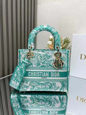 Fortok Dior Lady Bag Tiger Embroidery Green 24x20x11cm