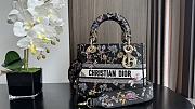 Fortok Dior Lady D-lite Bag Black Flower Winter Lady Diana Embroidery 24x20x11cm - 1