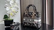 Fortok Dior Lady D-lite Bag Black Flower Winter Lady Diana Embroidery 24x20x11cm - 6