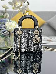 Fortok Dior Lady Three-grid Embroidered Meteor Pearls Bag 17x15x7cm  - 1