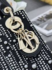 Fortok Dior Lady Three-grid Embroidered Meteor Pearls Bag 17x15x7cm  - 6