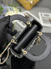 Fortok Dior Lady Three-grid Embroidered Meteor Pearls Bag 17x15x7cm  - 3