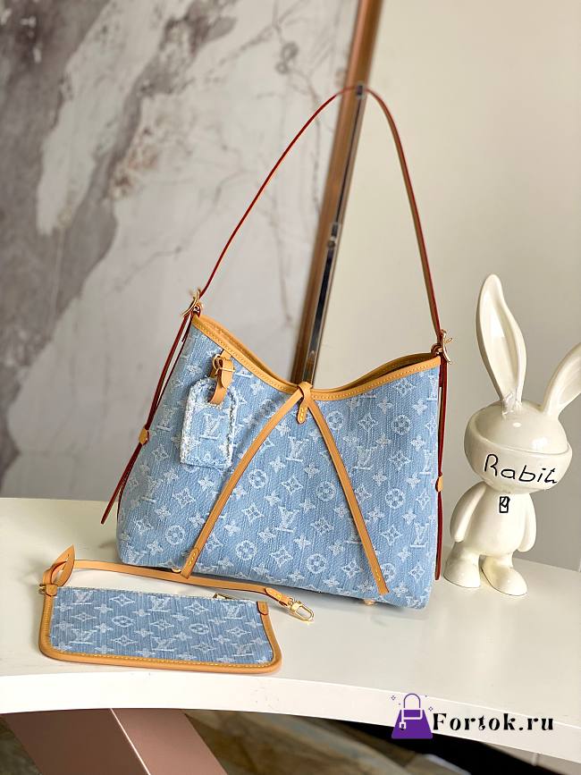 Fortok Louis Vuitton CarryAll PM Bag Sky Blue Denim M11462 29×12×24cm - 1