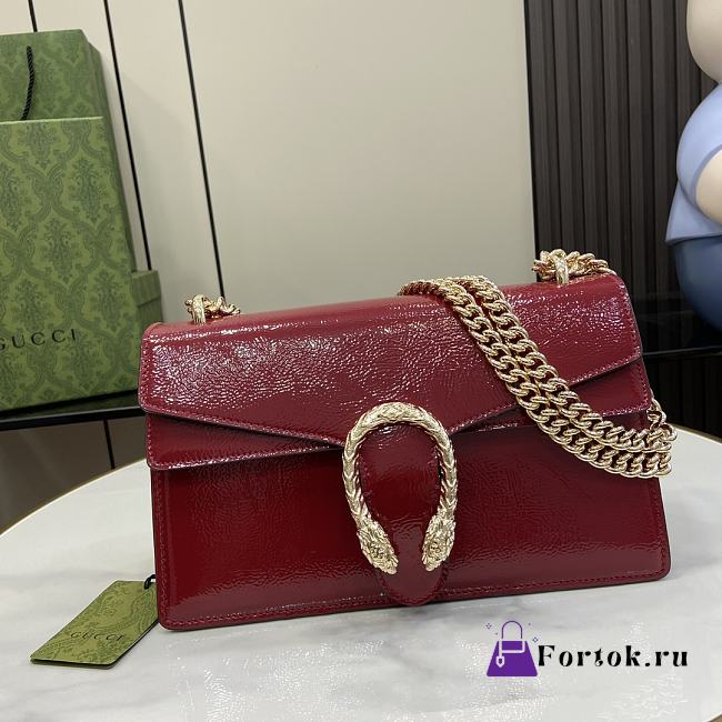 Fortok Gucci Dionysus Shoulder Bag Red Patent Leather 795005 28x16x10.5cm - 1