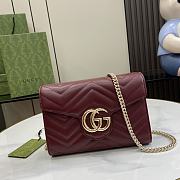 Fortok Gucci Mini GG Marmont Matelassé Bag Burgundy 474575 20x13x6cm - 1