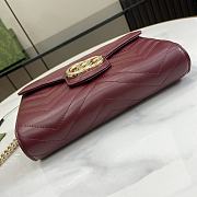 Fortok Gucci Mini GG Marmont Matelassé Bag Burgundy 474575 20x13x6cm - 4