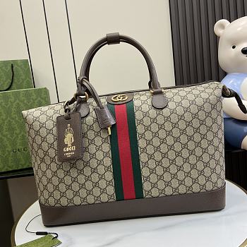 Fortok Gucci Savoy Duffle Bag Beige and Ebony GG Supreme Canvas 763295 42x31.5x21cm