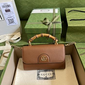 Fortok Gucci Diana Shoulder Bag With Bamboo And Chain In Brown Leather 675795 26cm