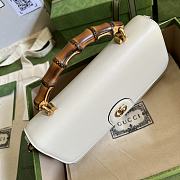 Fortok Gucci Diana Shoulder Bag With Bamboo And Chain In White Leather 675795 26cm - 3