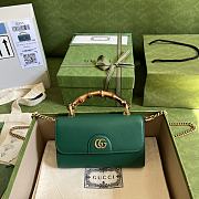 Fortok Gucci Diana Shoulder Bag With Bamboo And Chain In Green Leather 675795 26cm - 1