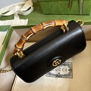 Fortok Gucci Diana Shoulder Bag With Bamboo And Chain In Black Leather 675795 26cm - 4