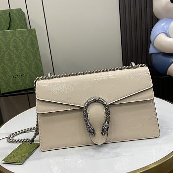 Fortok Gucci Dionysus Shoulder Bag Beige Patent Leather 795005 28x16x10.5cm