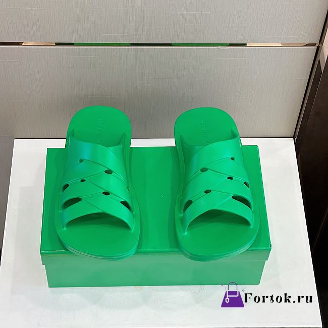 Fortok Bottega Veneta Beach Slippers Green - 1