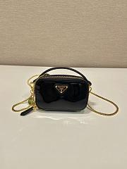 Fortok Prada Black Patent Leather Mini Pouch 1NR025 11x6.5x2.5cm - 1