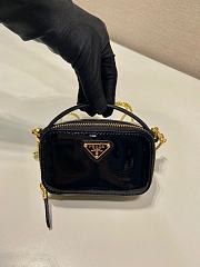 Fortok Prada Black Patent Leather Mini Pouch 1NR025 11x6.5x2.5cm - 6