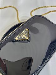 Fortok Prada Black Patent Leather Mini Pouch 1NR025 11x6.5x2.5cm - 3