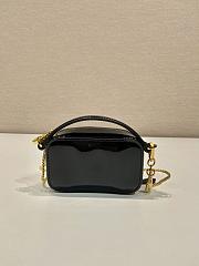 Fortok Prada Black Patent Leather Mini Pouch 1NR025 11x6.5x2.5cm - 2