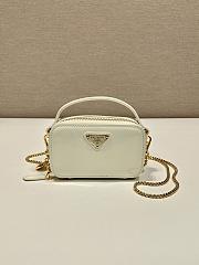 Fortok Prada White Patent Leather Mini Pouch 1NR025 11x6.5x2.5cm - 1