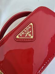 Fortok Prada Red Patent Leather Mini Pouch 1NR025 11x6.5x2.5cm - 2