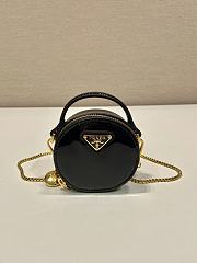 Fortok Prada Black Patent Leather Mini Pouch 1NR023 8x8x3.5cm - 1