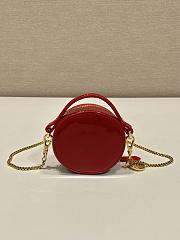 Fortok Prada Red Patent Leather Mini Pouch 1NR023 8x8x3.5cm - 2