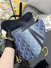 Fortok Dior Saddle Blue Denim Oblique Jacquard Bag M0446 25.5x20x6.5cm - 6