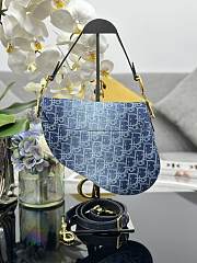 Fortok Dior Saddle Blue Denim Oblique Jacquard Bag M0446 25.5x20x6.5cm - 5