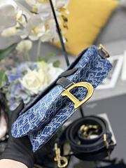 Fortok Dior Saddle Blue Denim Oblique Jacquard Bag M0446 25.5x20x6.5cm - 4