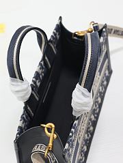 Fortok Dior East-West Mini Book Tote in Blue With Chain 27x14x11cm - 2