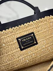 Fortok Prada Medium Crochet and Leather Tote Bag Tan & Black 1BG499 32×29×15cm - 6