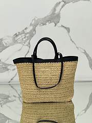 Fortok Prada Medium Crochet and Leather Tote Bag Tan & Black 1BG499 32×29×15cm - 4