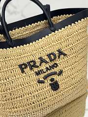 Fortok Prada Medium Crochet and Leather Tote Bag Tan & Black 1BG499 32×29×15cm - 5