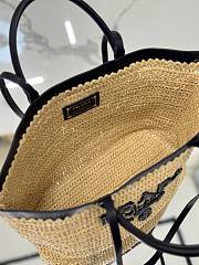 Fortok Prada Medium Crochet and Leather Tote Bag Tan & Black 1BG499 32×29×15cm - 3