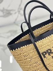 Fortok Prada Medium Crochet and Leather Tote Bag Tan & Black 1BG499 32×29×15cm - 2